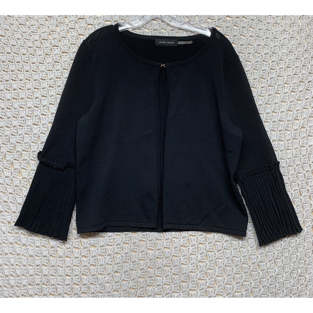 Ivanka Trump‎ cardigan sweater womens Size M black Long Sleeve Open Casual Top